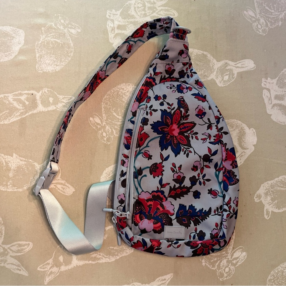 Vera Bradley Sling Backpack Adjustable Strap Lighten Up Floral Lavender